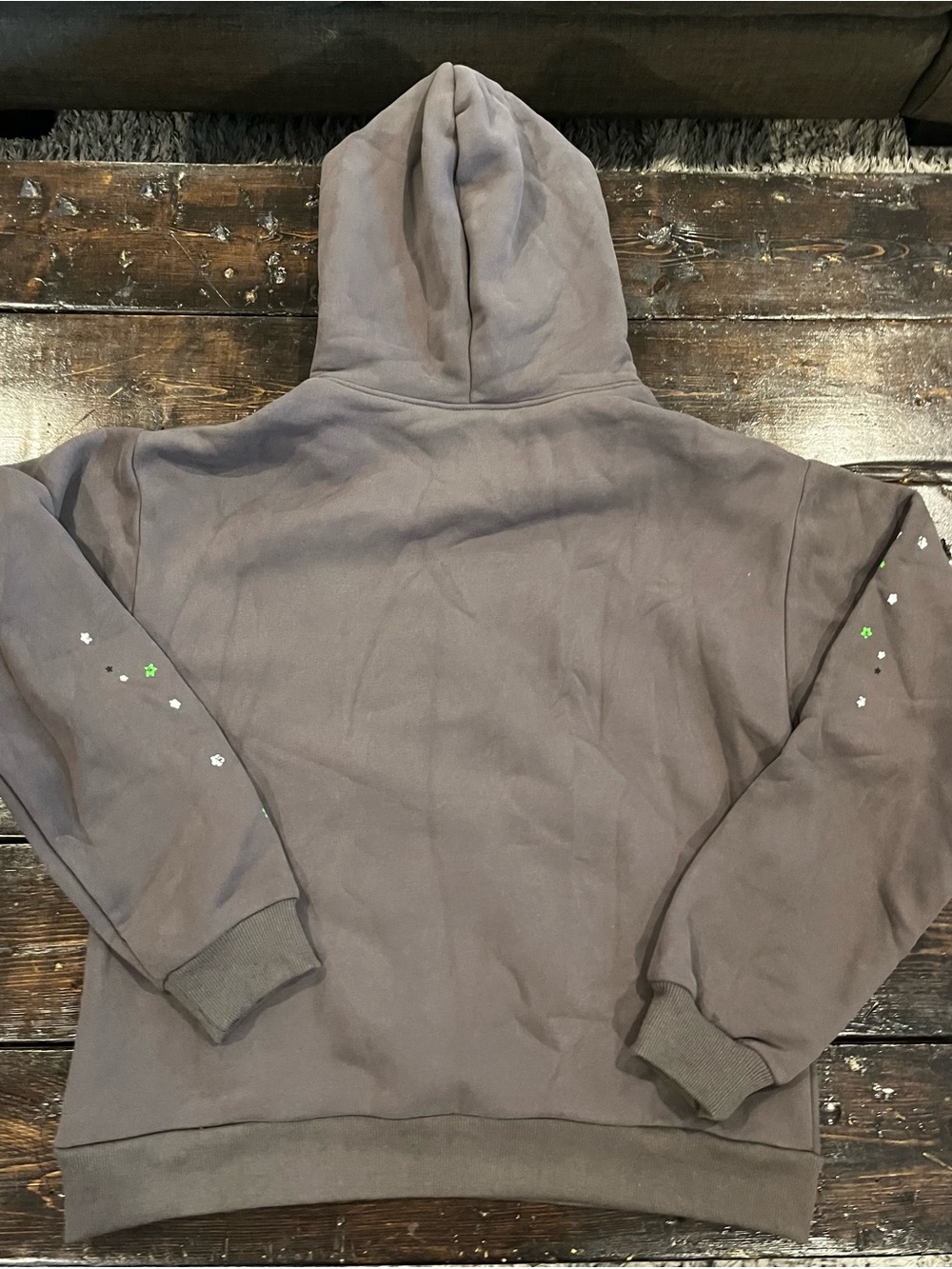 Sp5der Gray Hoodie Sweatshirt with Neon Green Graphic - Picture 3 of 4